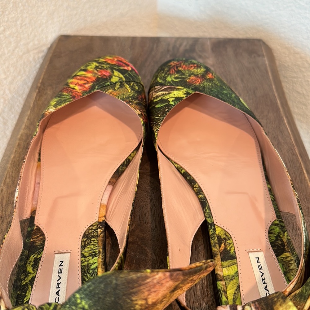 CARVEN Printed Satin Slingback Flats Size EUR 40 US 9 - Picture 8 of 12
